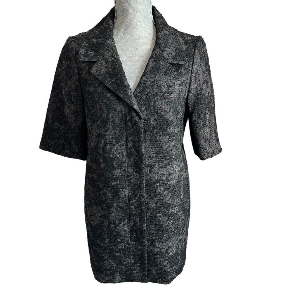 Ann Taylor Elbow Sleeve Jacket Womens Small Grey Long Blazer Textured Pockets